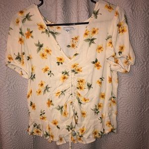 Yellow flower blouse/worn twice!